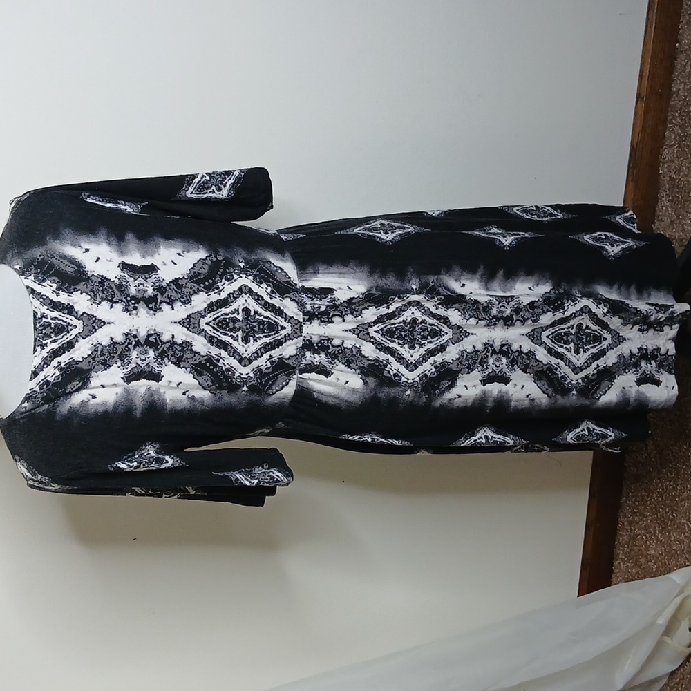 Soma womens black and white abstract pattern wrap midi dress size large - Picture 5 of 12